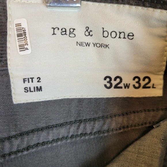 Rag & Bone Mens Corduroy Mid Rise Straight Leg Chino Pants Size 32 Gray Preppy - Picture 2 of 11